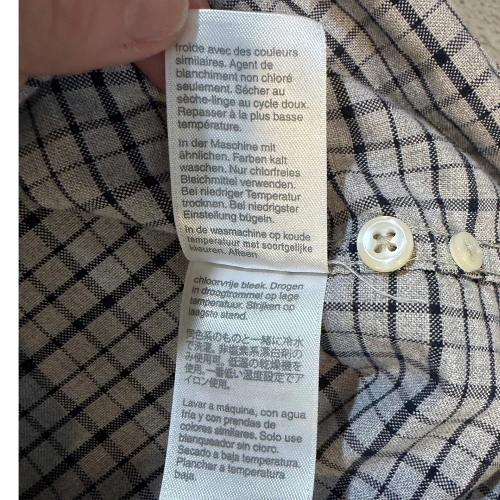 J.Crew Slim American Pima Cotton Blue Gray Check Button Shirt S